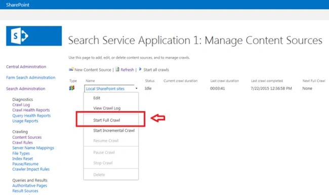 Start Full Crawl