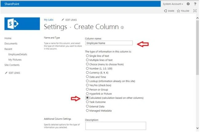 Selected calculated option