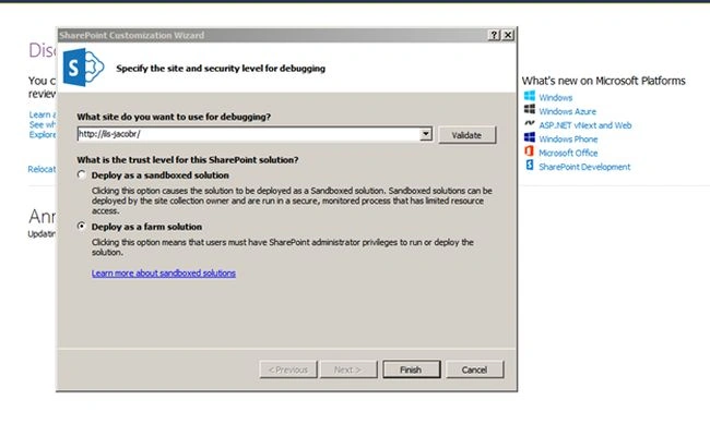 Enter site URL