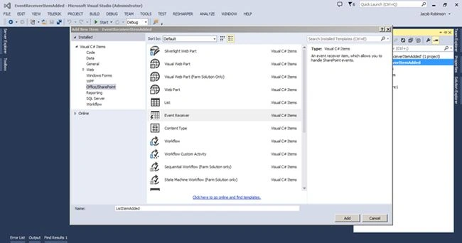 Select event receiver