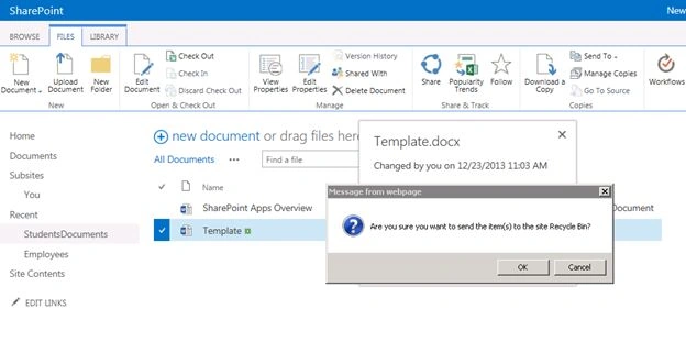 delete PopUp