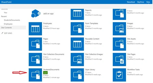 site contents page