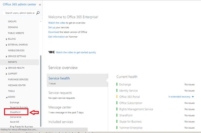 Click SharePoint