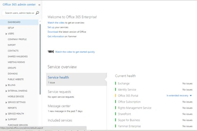 dashboard page