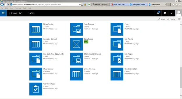 Go to Site Contents