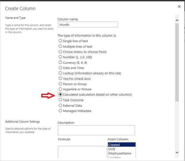 Enter column name