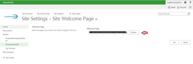 site welcome page