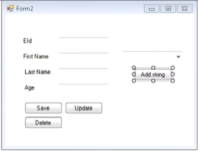 registration form with a combo box
