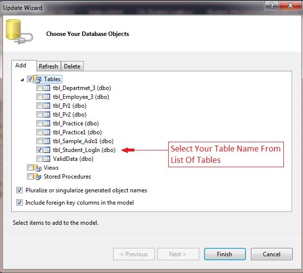 Add the Table Name
