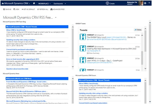 dynamics CRM RSS