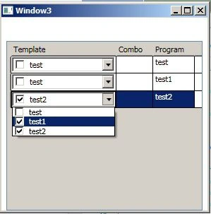 embed check boxes within combo box in DataGrid