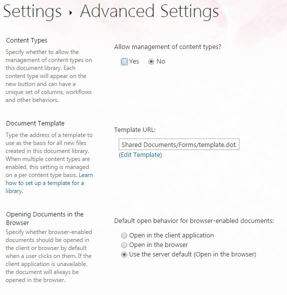 Advanced Settings
