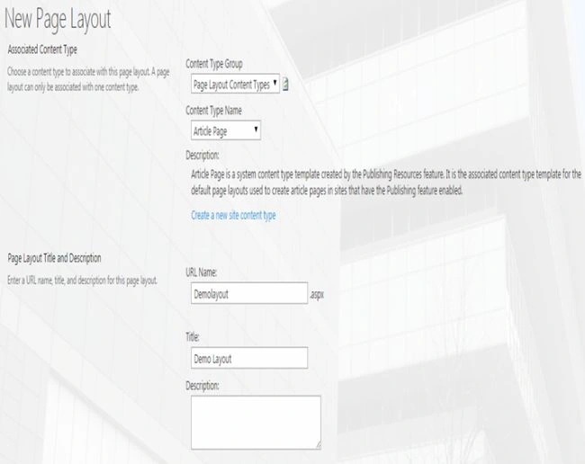 New page layout