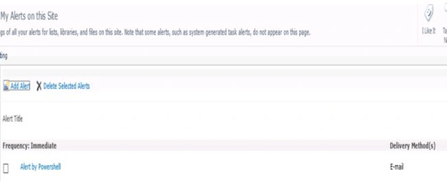 My Alerts on this site