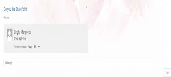 add a reply in sharepoint
