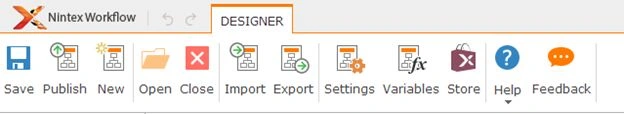 Nintex Workflows menu baar