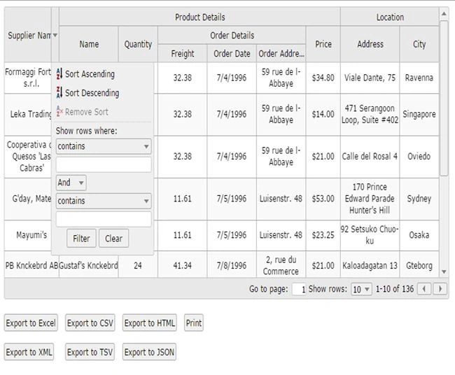 JOX Grid table 2