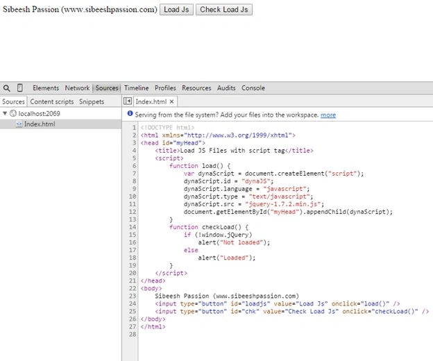 Browser console before loads JS