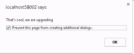 IndexedDB onupgradeneeded Alert