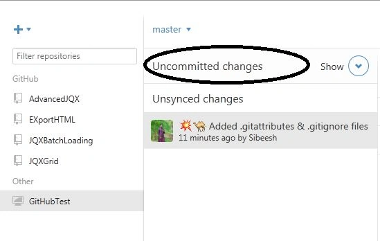 Uncommitted changes