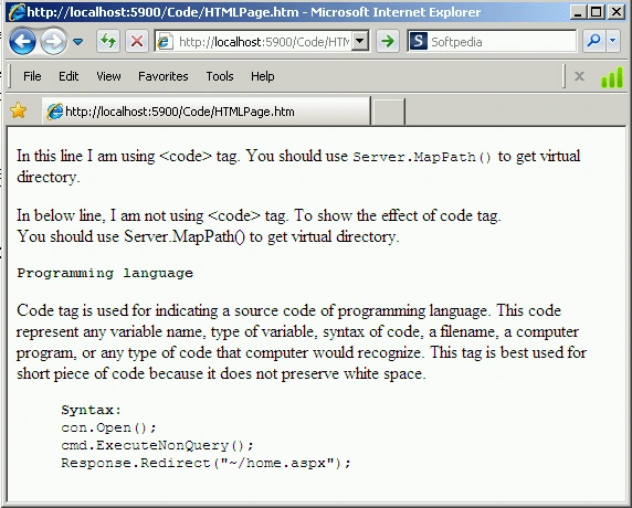 code tag in HTML5 code tag in HTML5