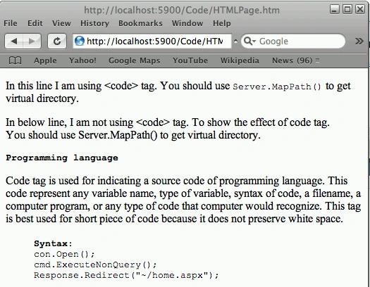 code tag in HTML5 code tag in HTML5