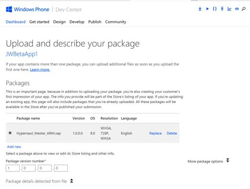 Uploading App Package