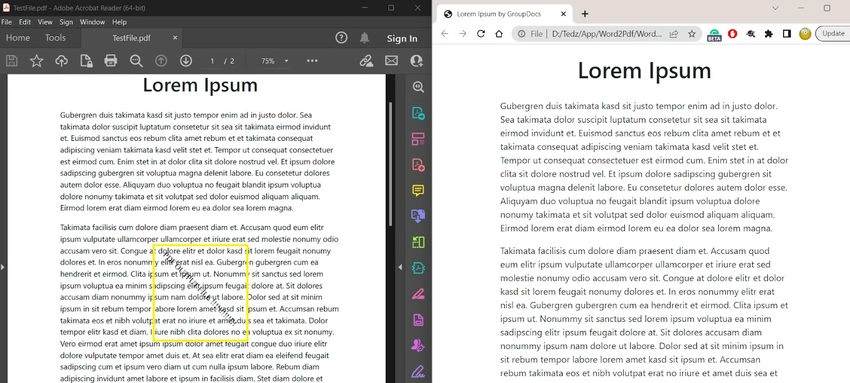 Word File to PDF Using C# dll