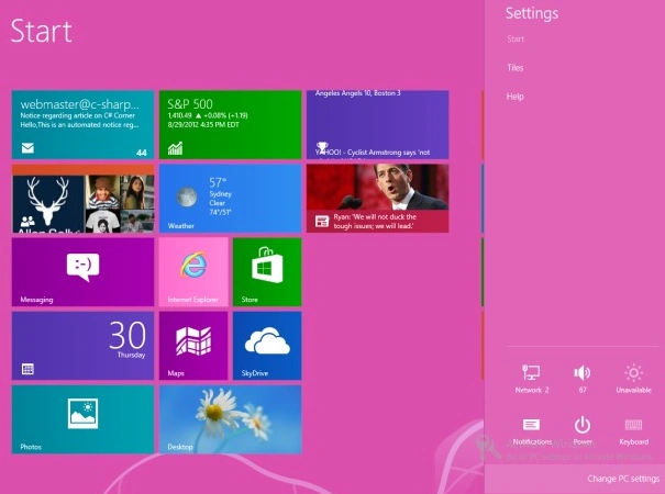 Click on change pc setting