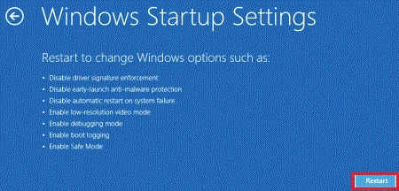 Windows Startup Settings