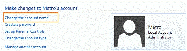 Change the account name