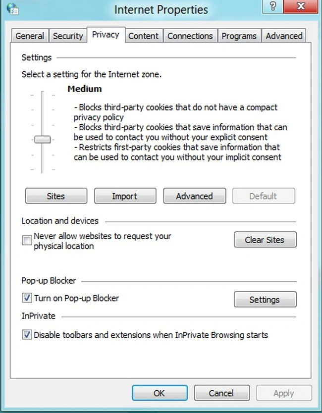 Pop up blocker