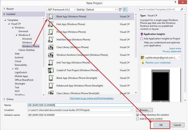 Create a Windows phone RT Project