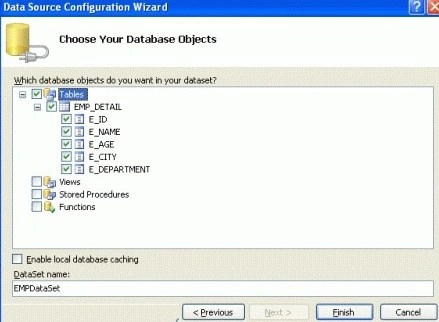 Choose your database objects-