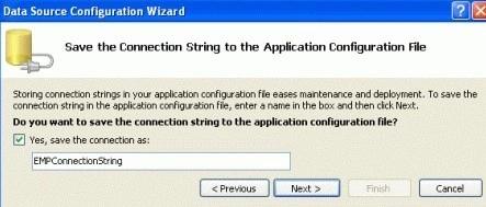 Save the connection string to the application-