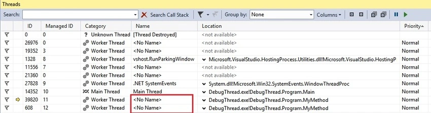 working  thread window