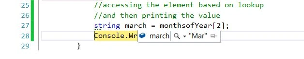 element based on index