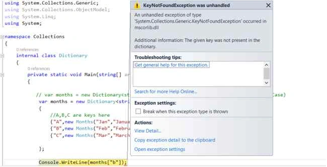 Dictionary in C#