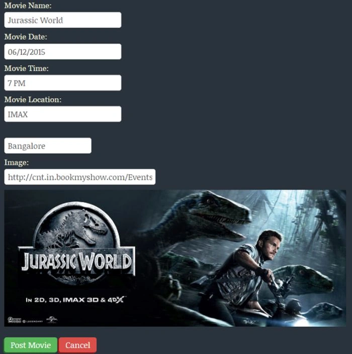 Post Movie button