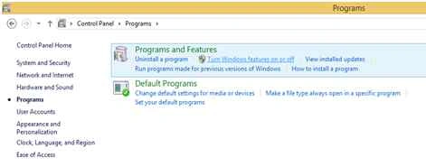 Click Turn windows features