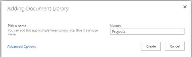 document library and click create