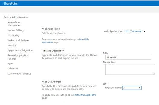 create site collection