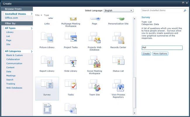 Create Survey WebPart
