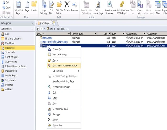 file in advanced mode