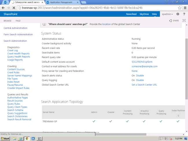 created service application