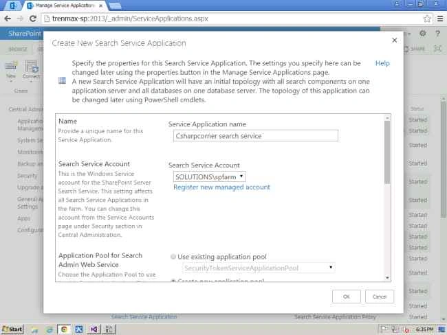 name for your search service application