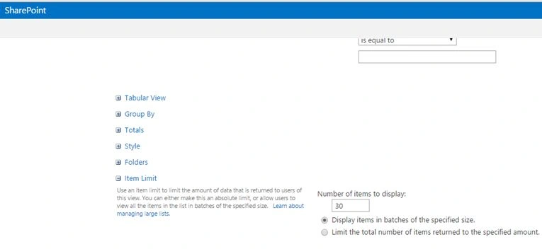 Click on item limit