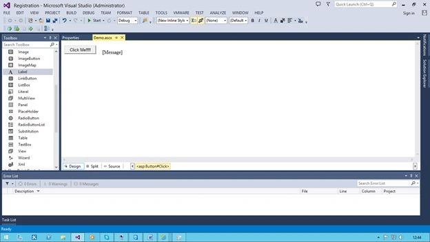 click action displayed