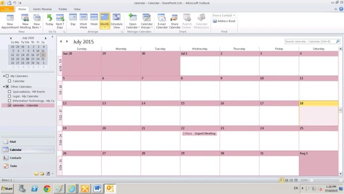 SharePoint calendar