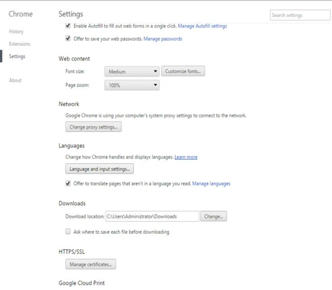 Select language and input settings